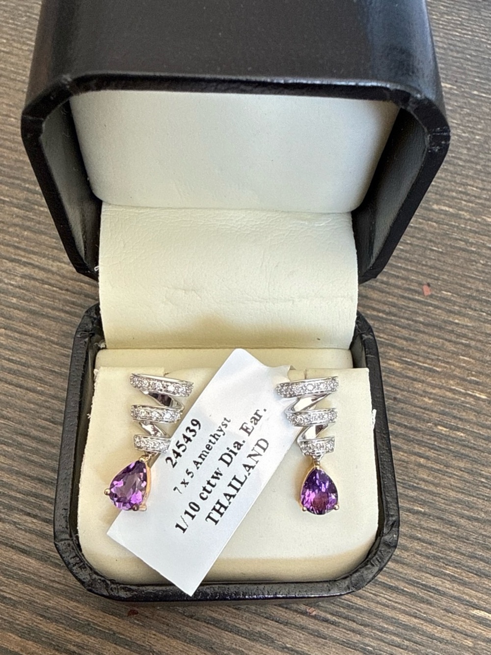 Amethyst Teardrop Earrings with Clear Accents